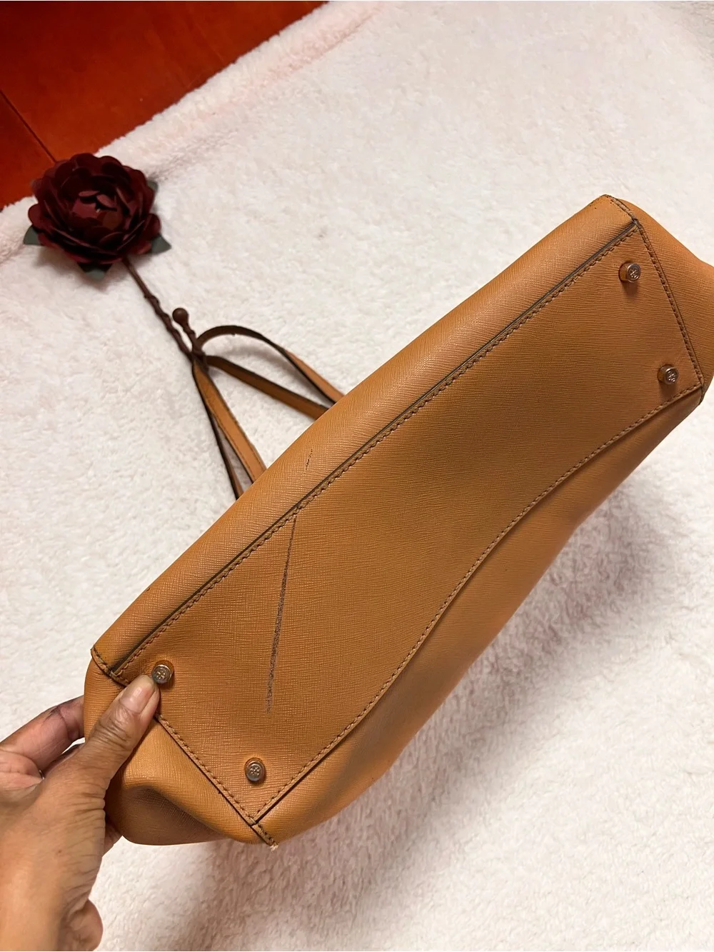 Tory Burch Cognac Leather Zip-Top Tote